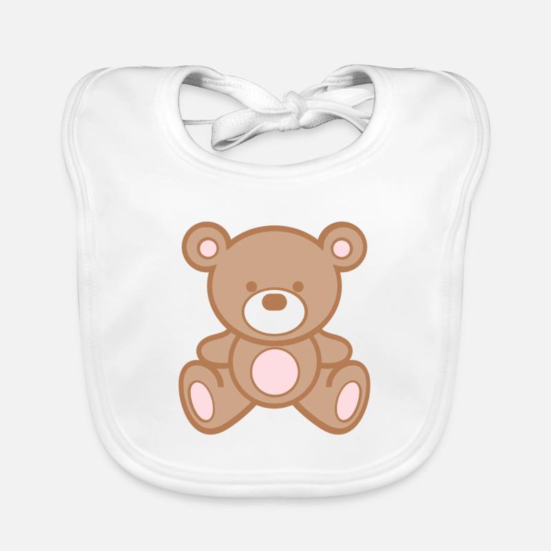 ours en peluche - Bavoir bio Bébé - blanc