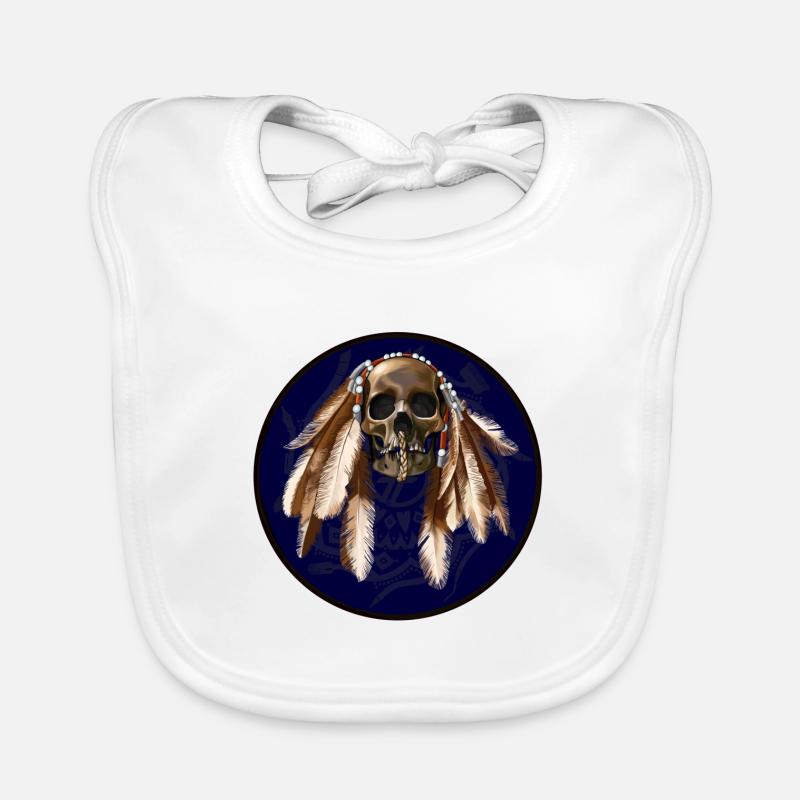 scull with feathers around Baby Bio-Lätzchen