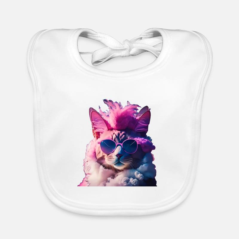 Idée cadeau chat coloré avec mohawk Bavoir bio Bébé