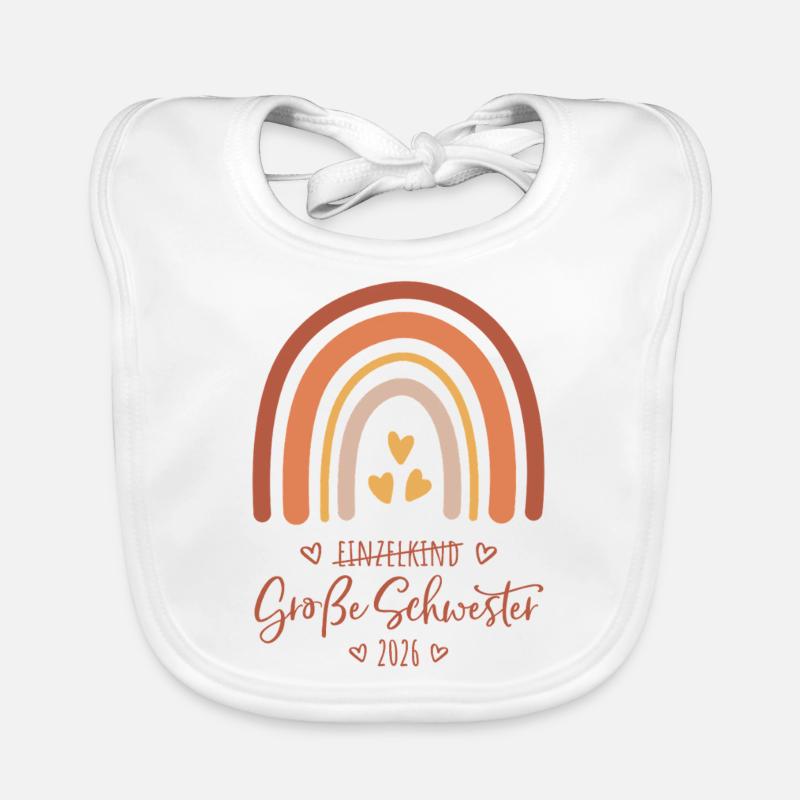 Große Schwester 2026 Regenbogen Baby Bio-Lätzchen