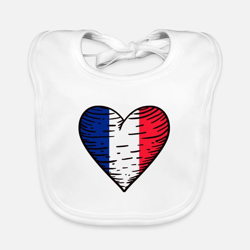 Drapeau français Drapeau Français Drapeau - Bavoir bio Bébé - blanc