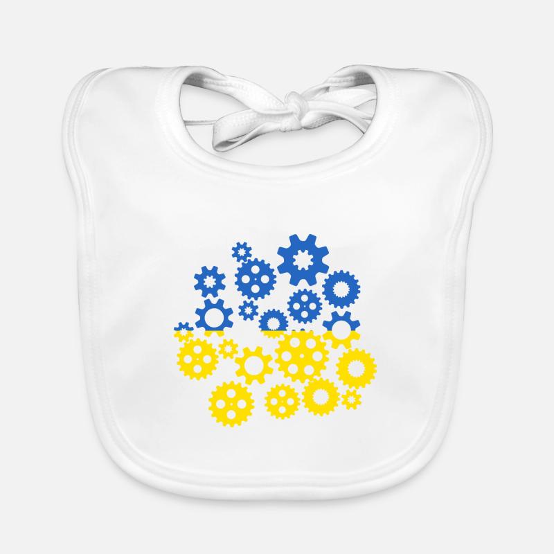 Drapeau de l’Ukraine Engrenages Drapeau ukrainien Bavoir bio Bébé