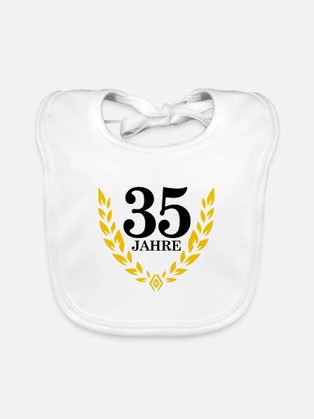 Jubiläum 35 Jahre Lorbeerkranz - Baby Bio-Lätzchen - Weiß - Vorne