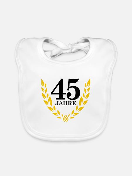 Jubiläum 45 Jahre Lorbeerkranz - Baby Bio-Lätzchen - Weiß - Vorne