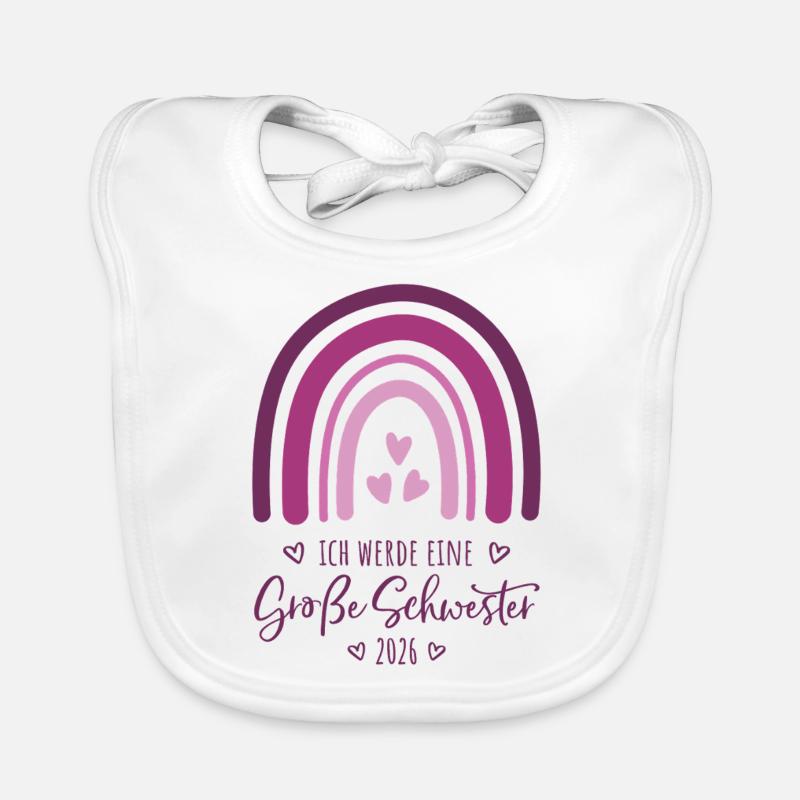 Große Schwester 2026 Regenbogen Baby Bio-Lätzchen