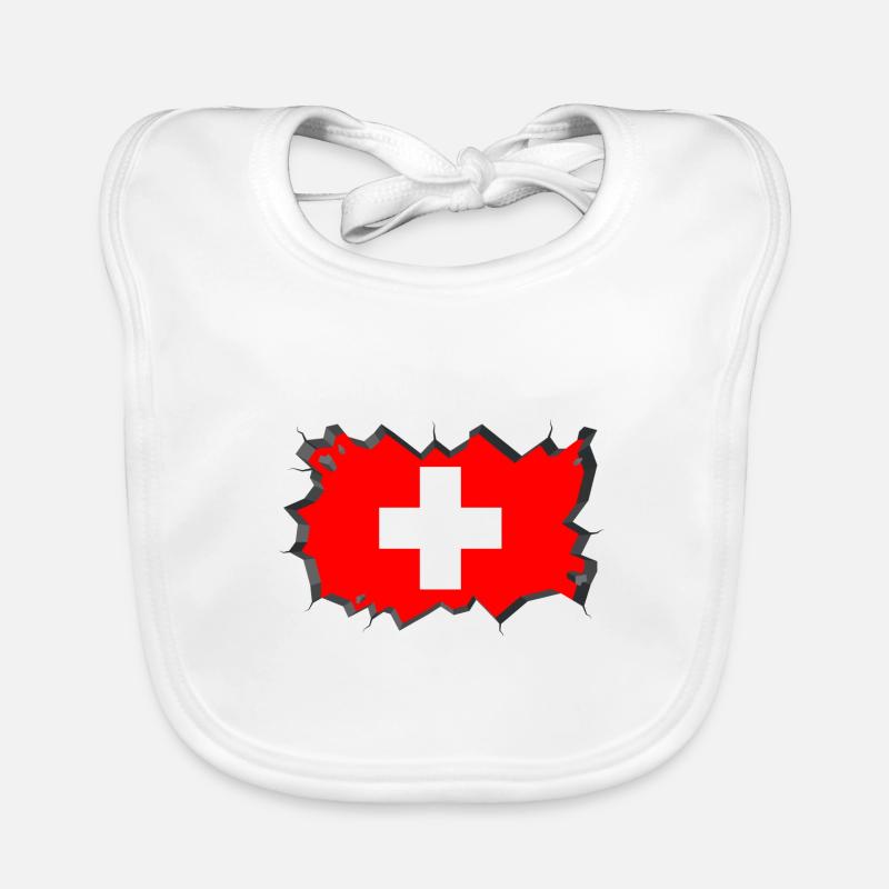 Schweizer Flagge Eisblock Risse Schweiz Baby Bio-Lätzchen