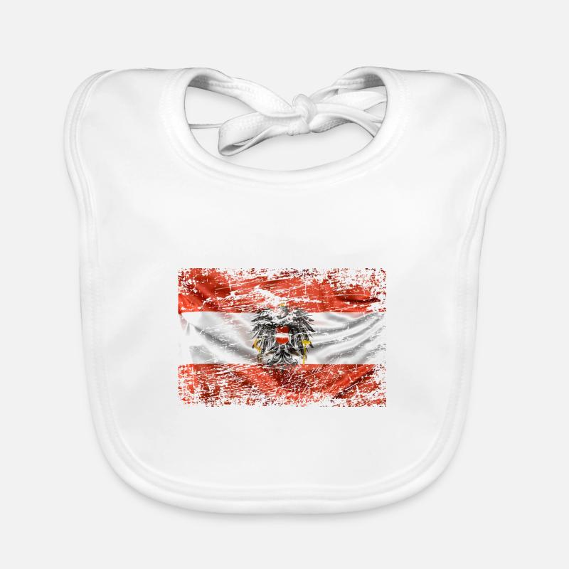 Austria Flag Austria Austrian Flag AT Organic Baby Bibs