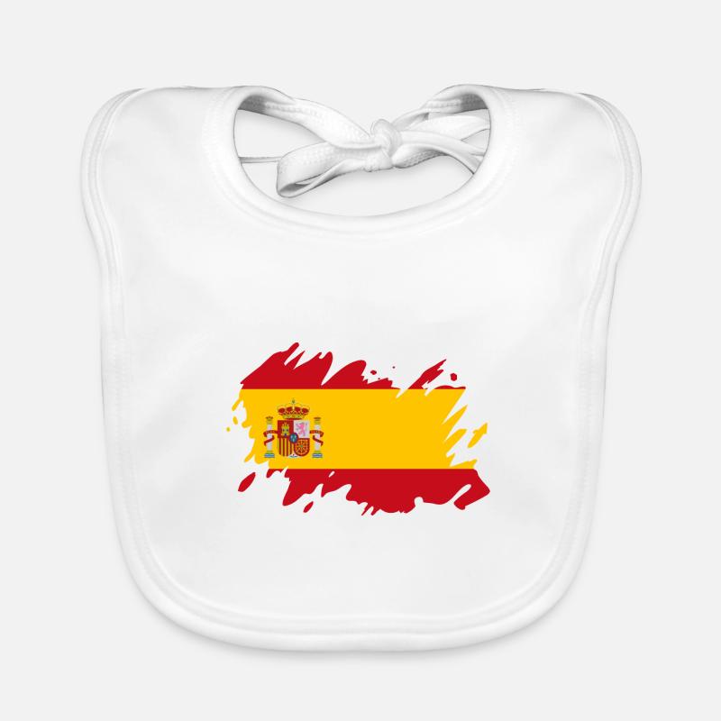 Espagne drapeau blob de taches de peinture éclaboussures - Bavoir bio Bébé - blanc