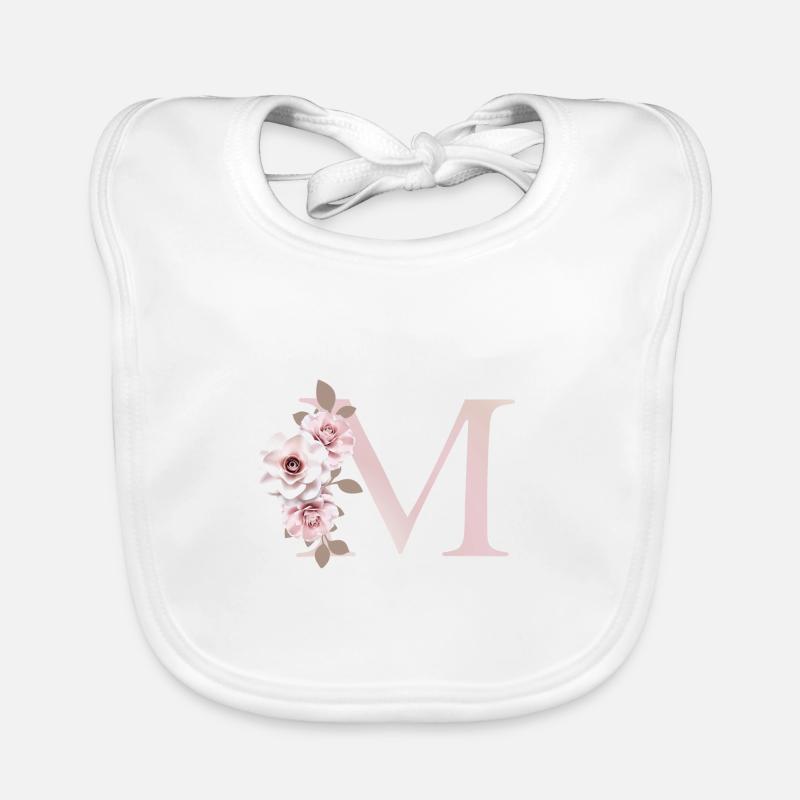 M Buchstabe mit Blumen 3D Effekt Baby Bio-Lätzchen
