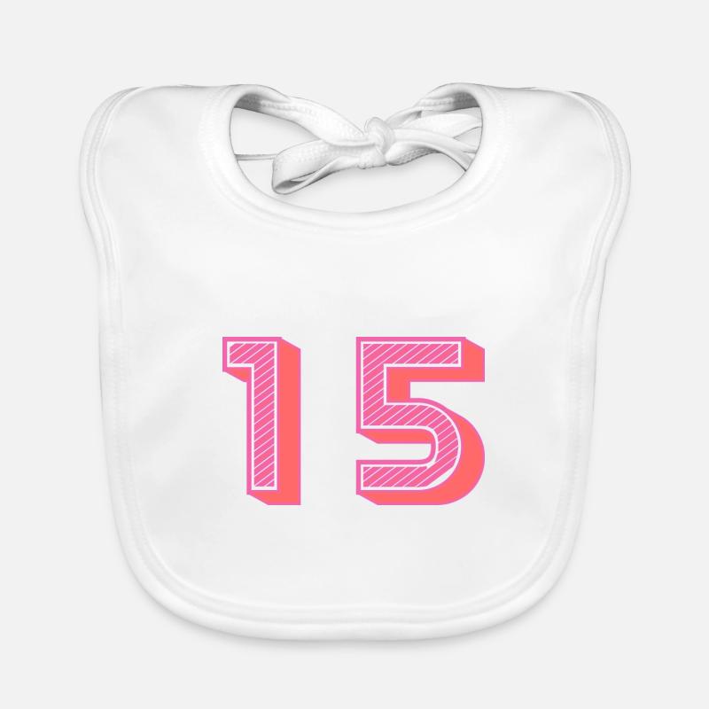 15. 15 ANS. 15e ANNIVERSAIRE. ANNIVERSAIRE 15 ANS. - Bavoir bio Bébé - blanc