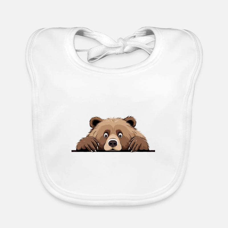 ours jeter un coup d’œil mignon adorable drôle animal dessin animé Bavoir bio Bébé