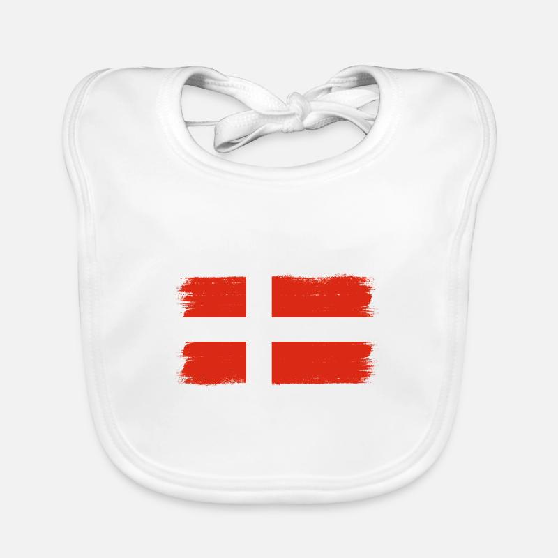 Danemark Drapeau Coups de pinceau Copenhague Look used Bavoir bio Bébé