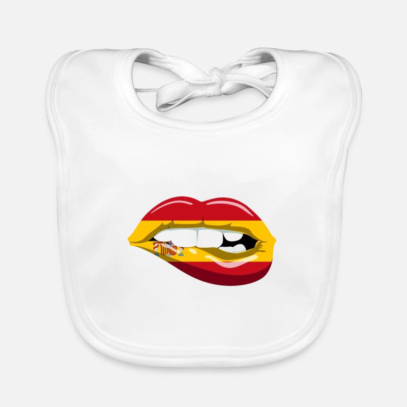 Spain Flag Lips Spanish Flag Mouth Organic Baby Bibs