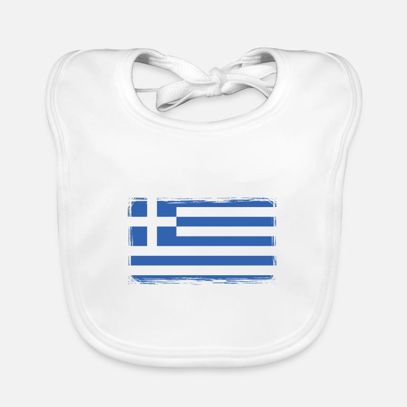 Grèce Drapeau Hellas Athènes Crète Kos Vintage Bavoir bio Bébé