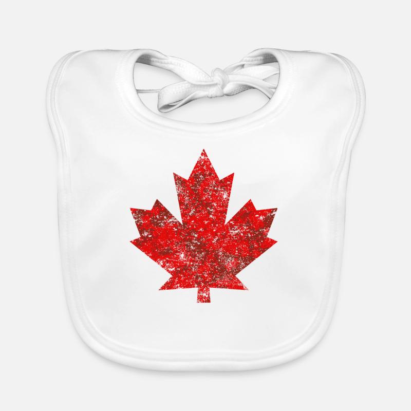 Canada Maple Leaf Ottawa Montreal Vancouver Quebec - Organic Baby Bibs - white