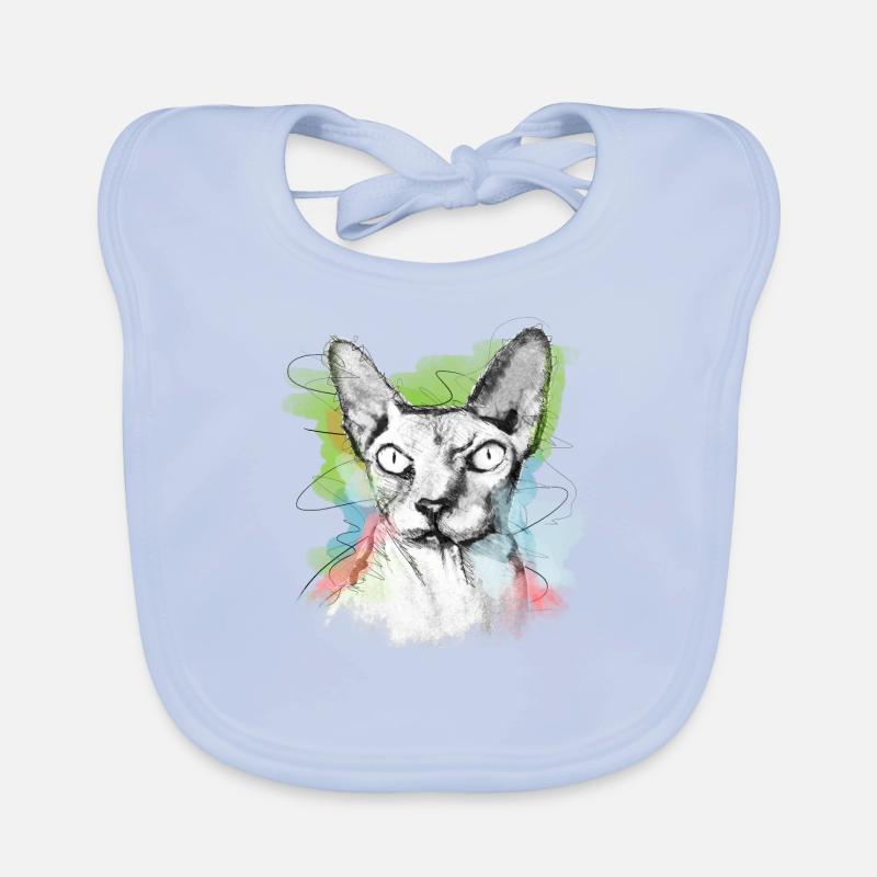 Sphinx cat nude cat sketch Organic Baby Bibs