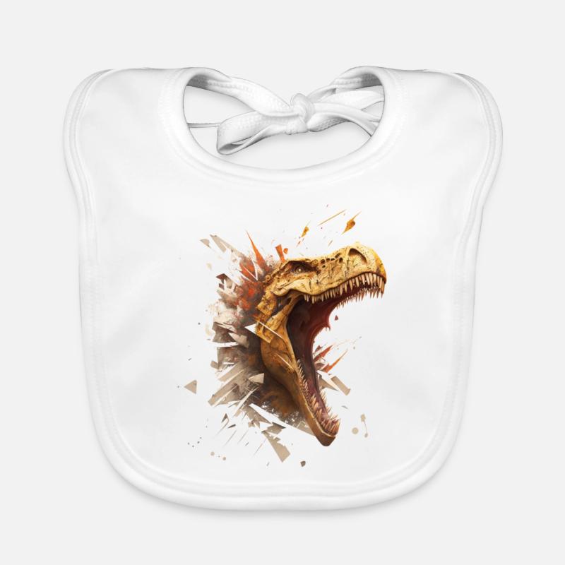 aggressive dino breaking through a wall. Organic Baby Bibs