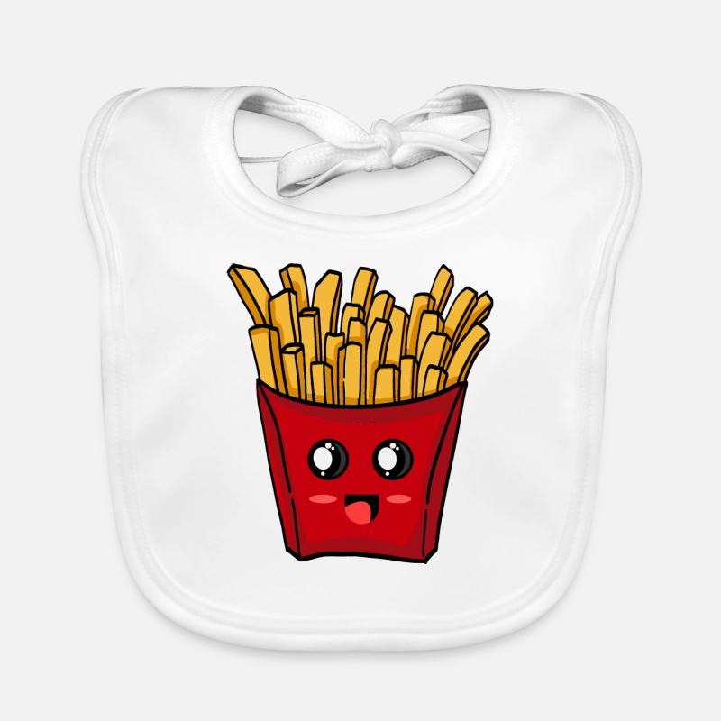 Frites frites - frites douces - Bavoir bio Bébé - blanc