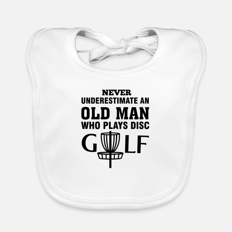 Funny Disc Golf - Never Underestimate - Bavoir bio Bébé - blanc