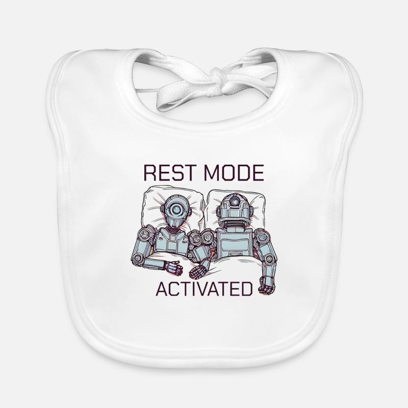 Funny Sleeping Robot Rest Mode Organic Baby Bibs