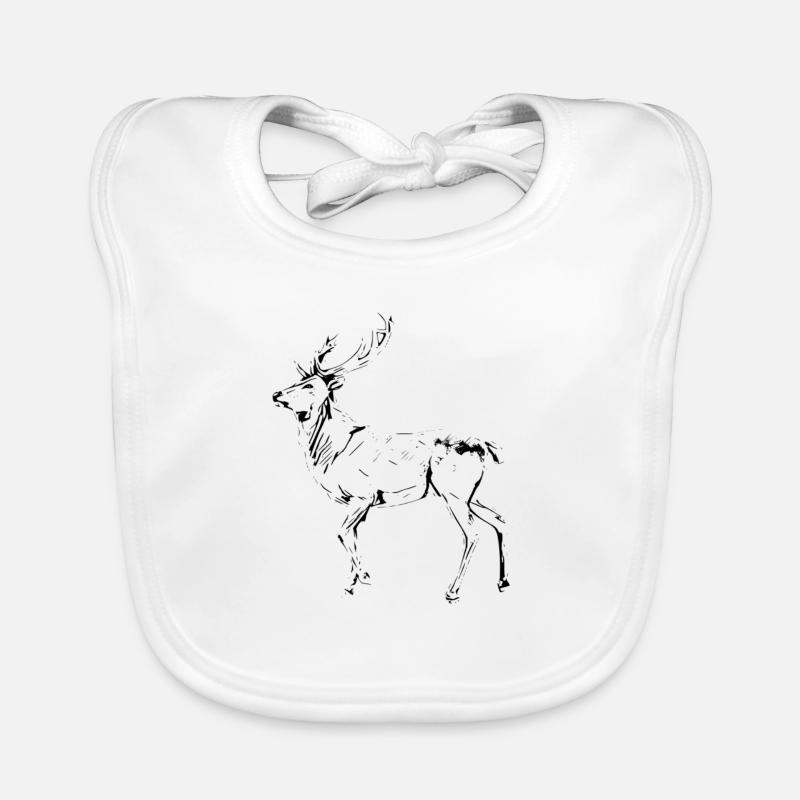 cerf - Bavoir bio Bébé - blanc