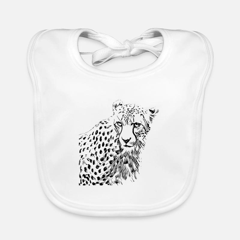 guépard - Bavoir bio Bébé - blanc