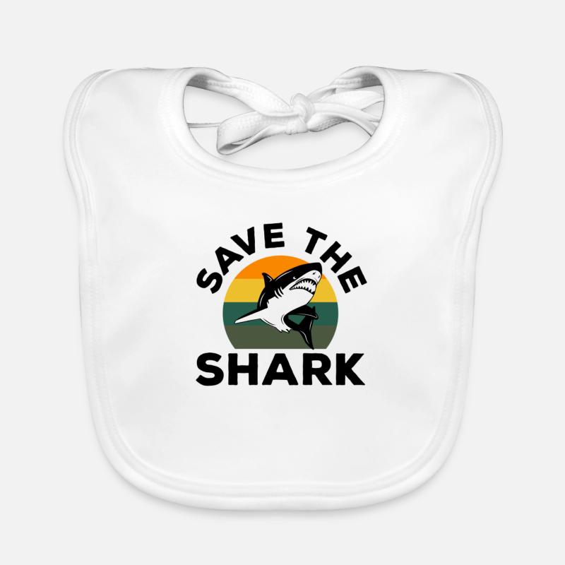 Requin Grand Requin Blanc Requin Mégalodon Requin Marteau Requin - Bavoir bio Bébé - blanc