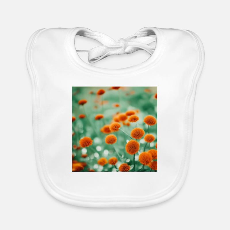 Fleur prairie orange - Bavoir bio Bébé - blanc