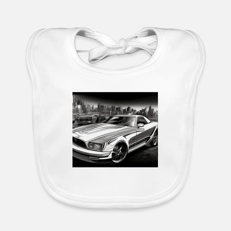 Auto Car USA Peinture - Bavoir bio Bébé - blanc