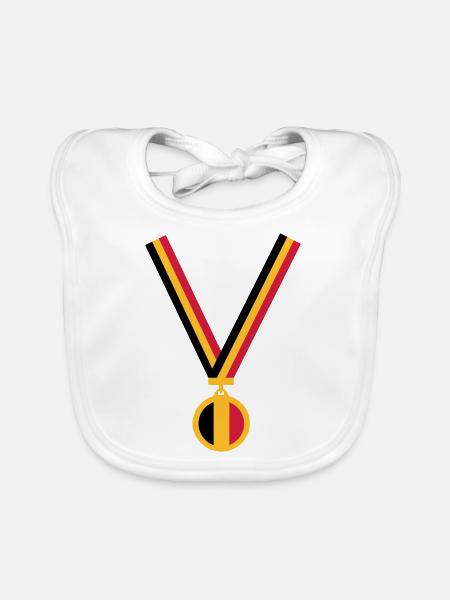 gold_medal_be_flag_3_clr - Bavoir bio Bébé - blanc - Devant