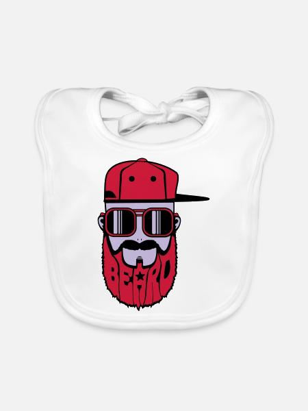 logo beard hiphop - Bavoir bio Bébé - blanc