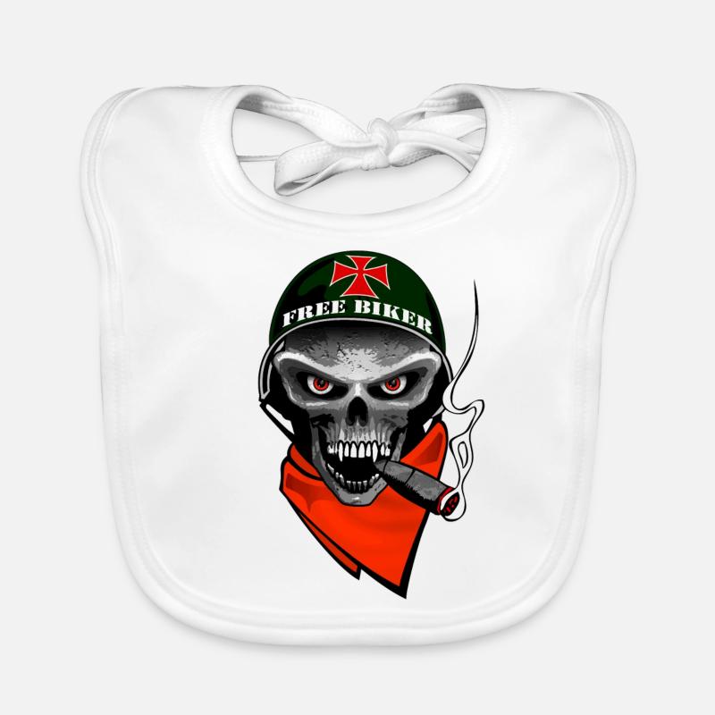 biker skull design - Bavoir bio Bébé - blanc