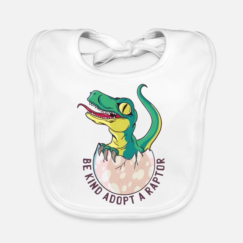 Dinosaur Dino Dinosaur oeuf Raptor Velociraptor - Bavoir bio Bébé - blanc