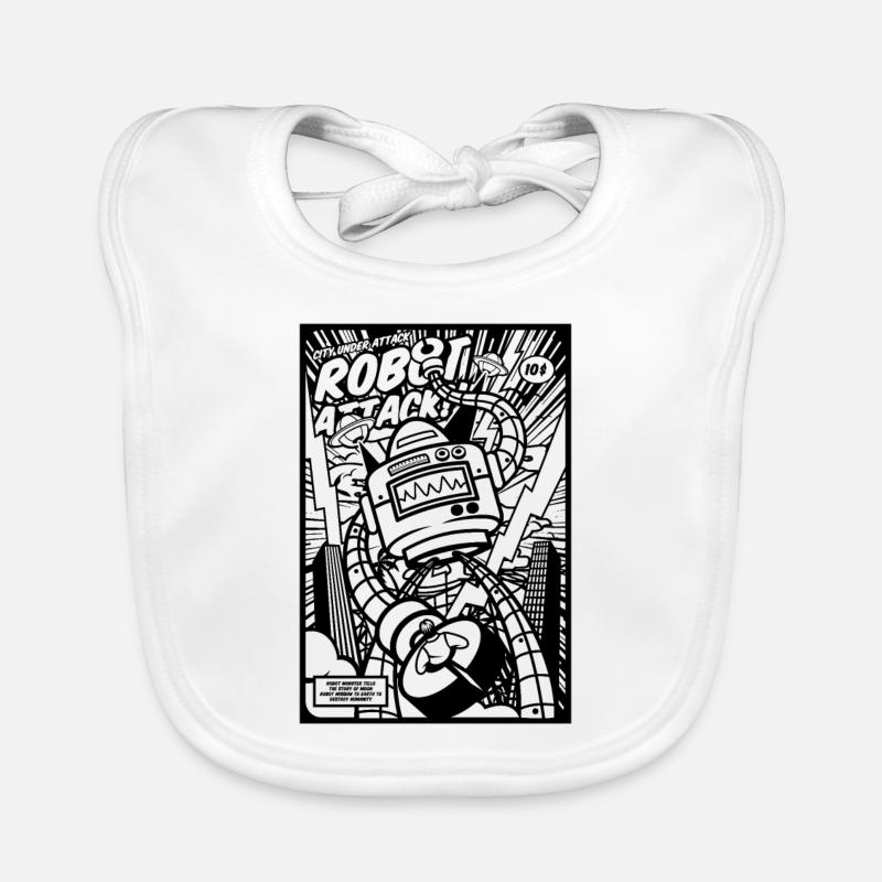 Robot Attack Organic Baby Bibs