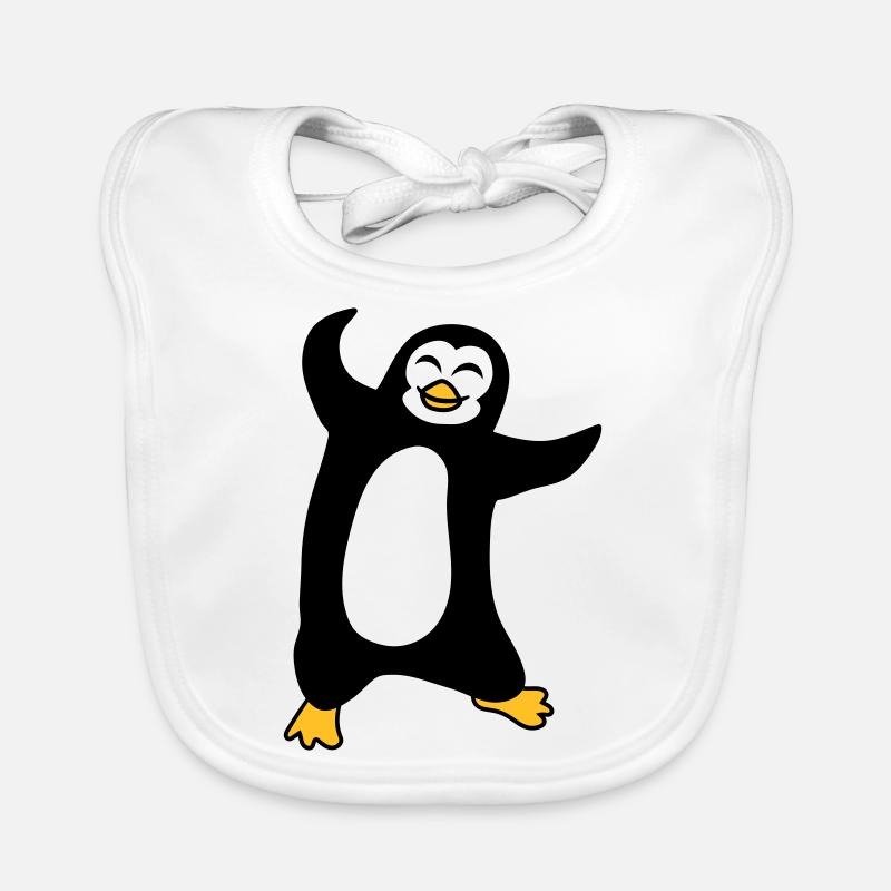 pinguin tanzen gluecklich froehlich vogel springen Baby Bio-Lätzchen