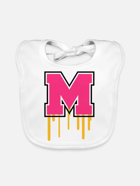 Letter M - Baby Bio-Lätzchen - Weiß - Vorne