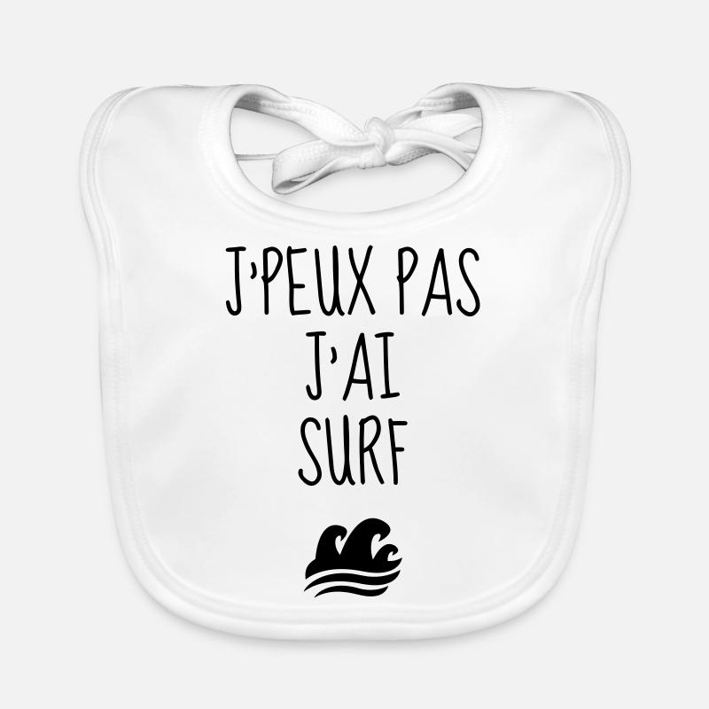 surf / surfeur / surfer / plage - Bavoir bio Bébé - blanc