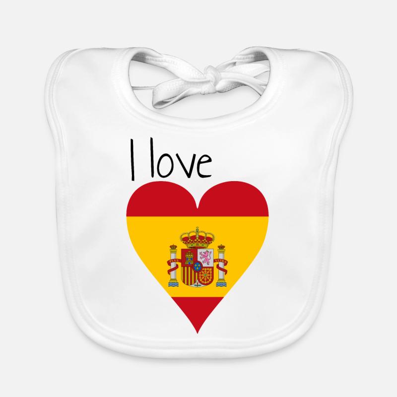 J'adore l'Espagne. Idée cadeau, drapeau espagnol Bavoir bio Bébé