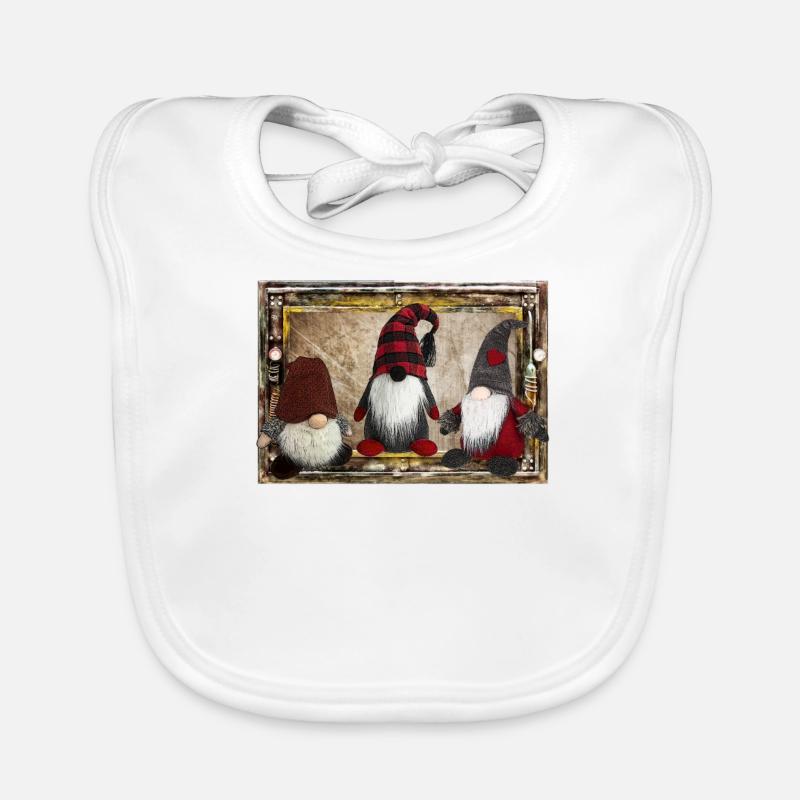 Scène de gnome de Noël - Bavoir bio Bébé - blanc