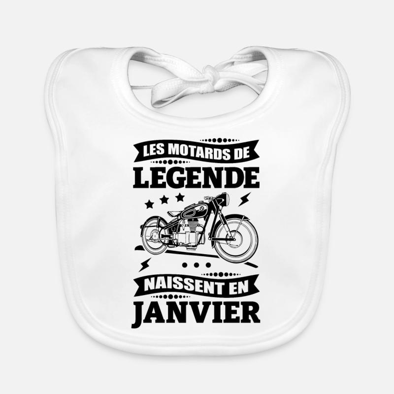 ANNIVERSAIRE MOTARD DE JANVIER - Bavoir bio Bébé - blanc