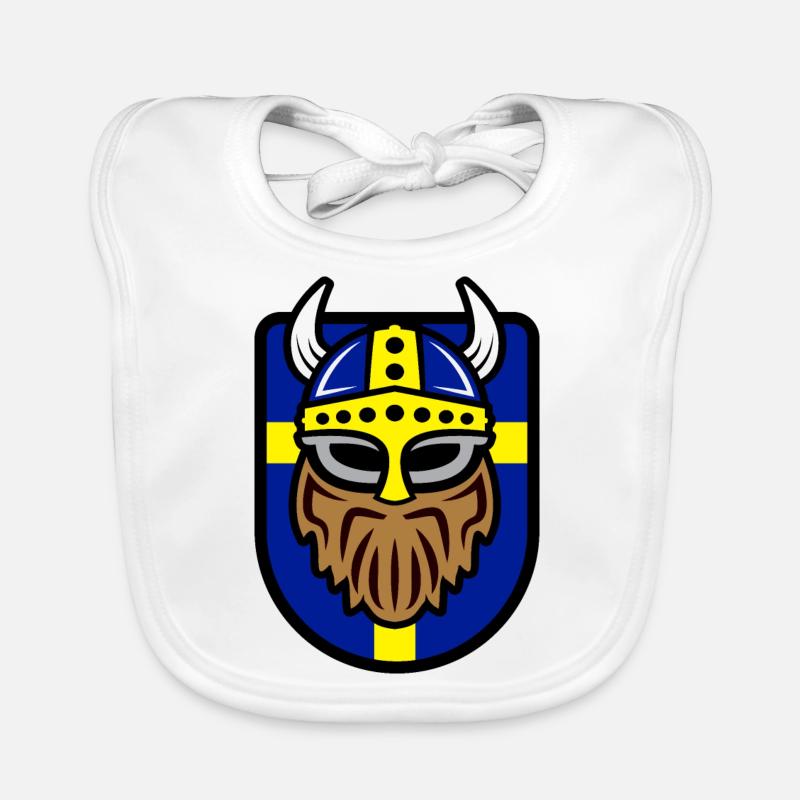 Cool Viking with Swedish flag Organic Baby Bibs