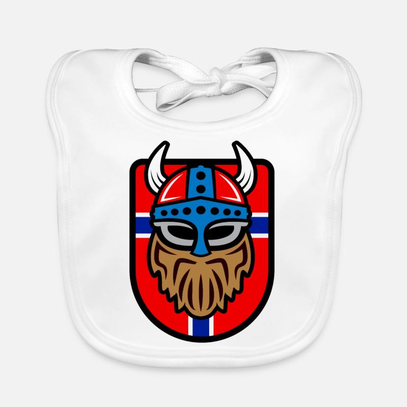 Logo viking cool avec drapeau norvégien - Bavoir bio Bébé - blanc