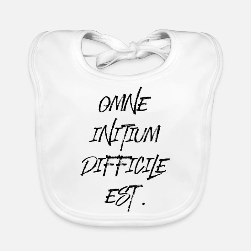 all beginning is difficult Latin quotation scripture Organic Baby Bibs