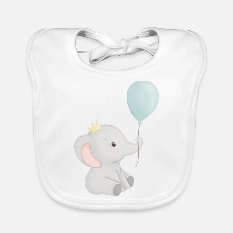 éléphant mignon avec couronne et ballon Bavoir bio Bébé