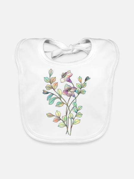 Blumen - Baby Bio-Lätzchen - Weiß