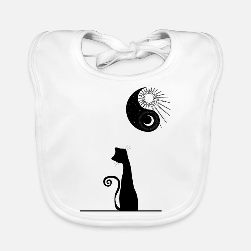 cat in front moon Organic Baby Bibs