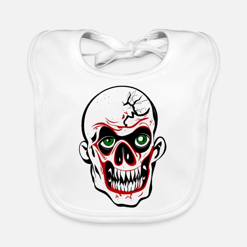 Halloween zombie clown head with large teeth Organic Baby Bibs