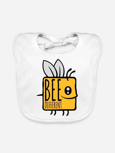 bee different saying quote - Organic Baby Bibs - white - Front