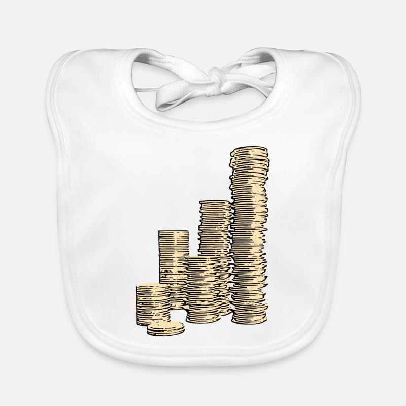 Coin Stack - Digital Illustration Organic Baby Bibs