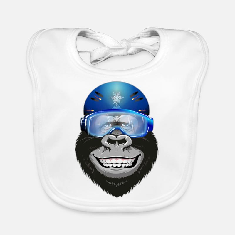 Gorilla mit Brille und Helm Baby Bio-Lätzchen